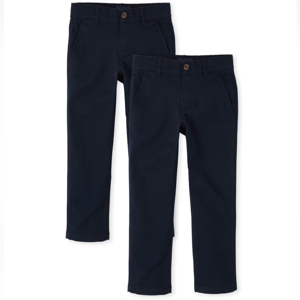 NWT Boys Uniform Stretch Skinny Chino Pants 2-Pack - New Navy Size 14